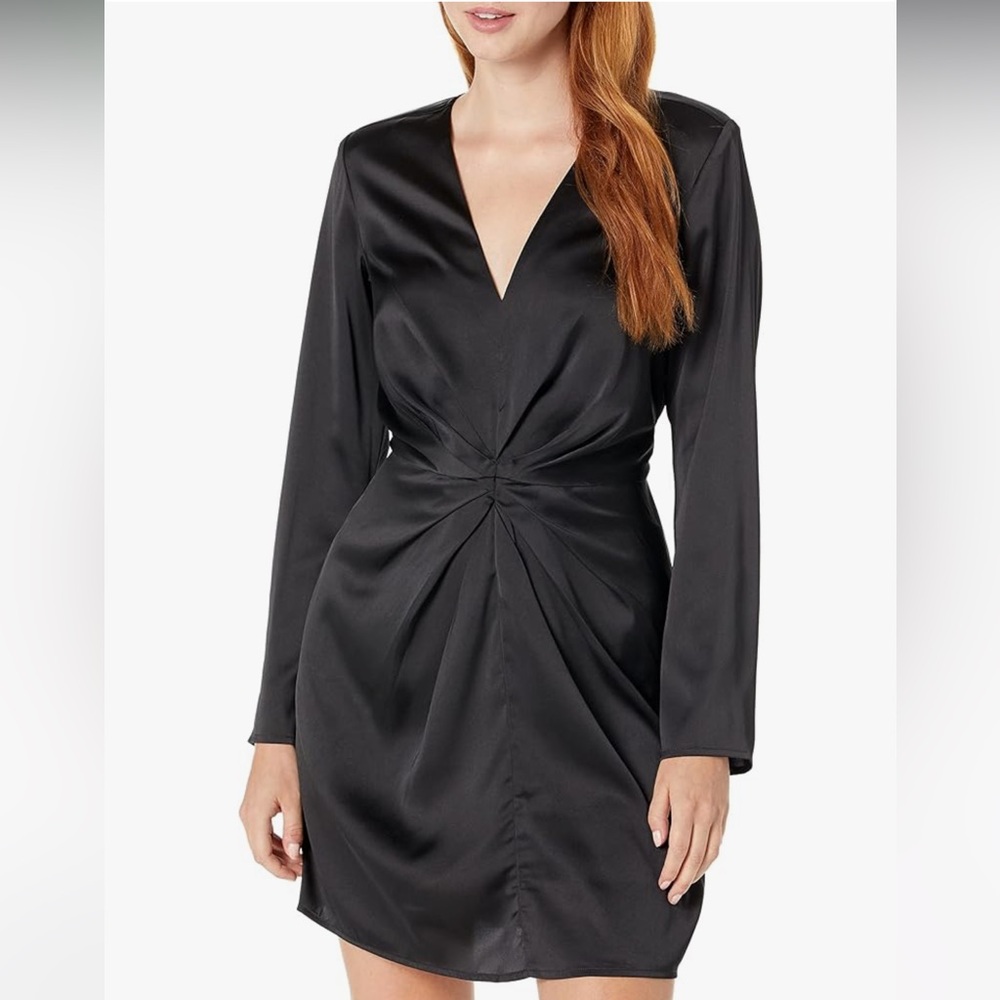 The Drop Black Long Sleeve Tate V-Neck Mini Dress